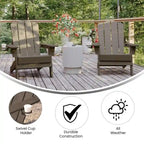 Ensemble de 2 chaises Adirondack commerciales tout temps avec porte-gobelets