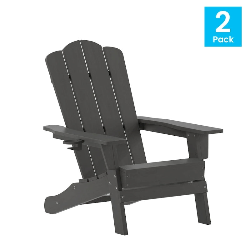 Ensemble de 2 chaises Adirondack commerciales tout temps avec porte-gobelets