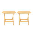 Ensemble de 2 tables d'appoint pliantes et portables en bois massif - 45,7 cm (L) x 34,9 cm (P) x 45,7 cm (H)