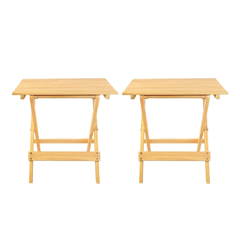 Ensemble de 2 tables d'appoint pliantes et portables en bois massif - 45,7 cm (L) x 34,9 cm (P) x 45,7 cm (H)