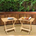 Ensemble de 2 tables d'appoint pliantes et portables en bois massif - 45,7 cm (L) x 34,9 cm (P) x 45,7 cm (H)