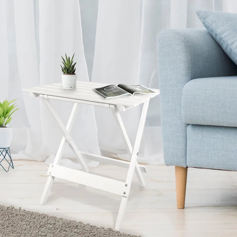Ensemble de 2 tables d'appoint pliantes et portables en bois massif - 45,7 cm (L) x 34,9 cm (P) x 45,7 cm (H)