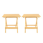 Ensemble de 2 tables d'appoint pliantes et portables en bois massif - 45,7 cm (L) x 34,9 cm (P) x 45,7 cm (H)
