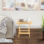 Ensemble de 2 tables d'appoint pliantes et portables en bois massif - 45,7 cm (L) x 34,9 cm (P) x 45,7 cm (H)