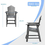 Tabouret de bar Adirondack haut d'extérieur (1 pièce)