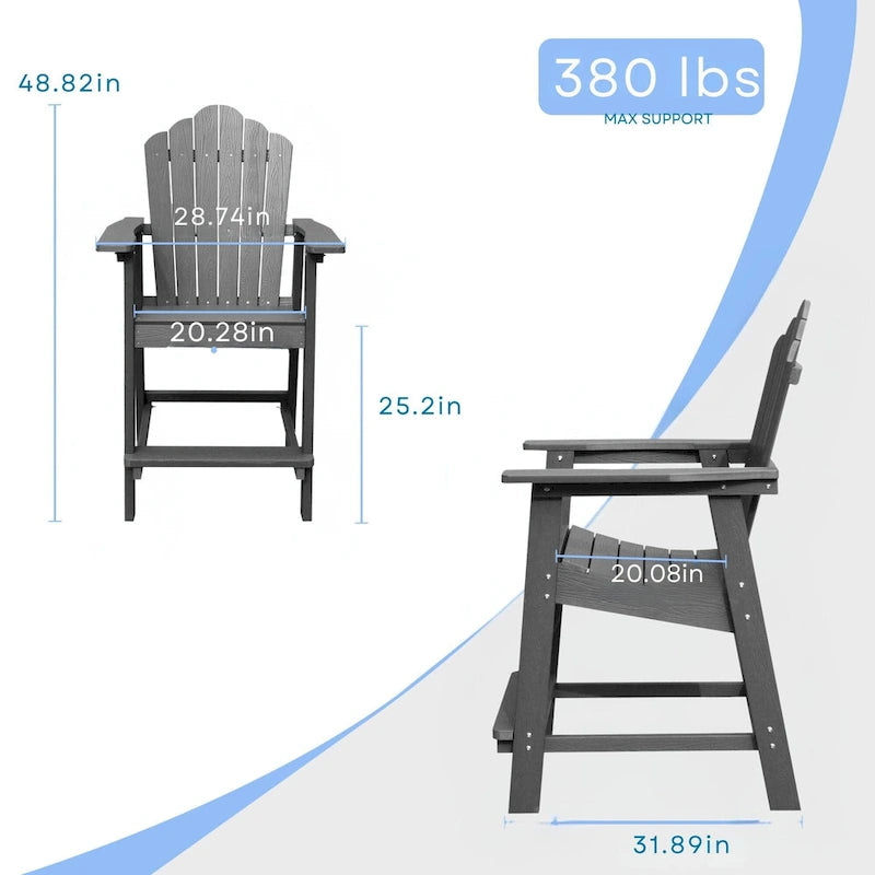 Tabouret de bar Adirondack haut d'extérieur (1 pièce)