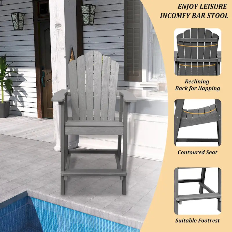 Tabouret de bar Adirondack haut d'extérieur (1 pièce)