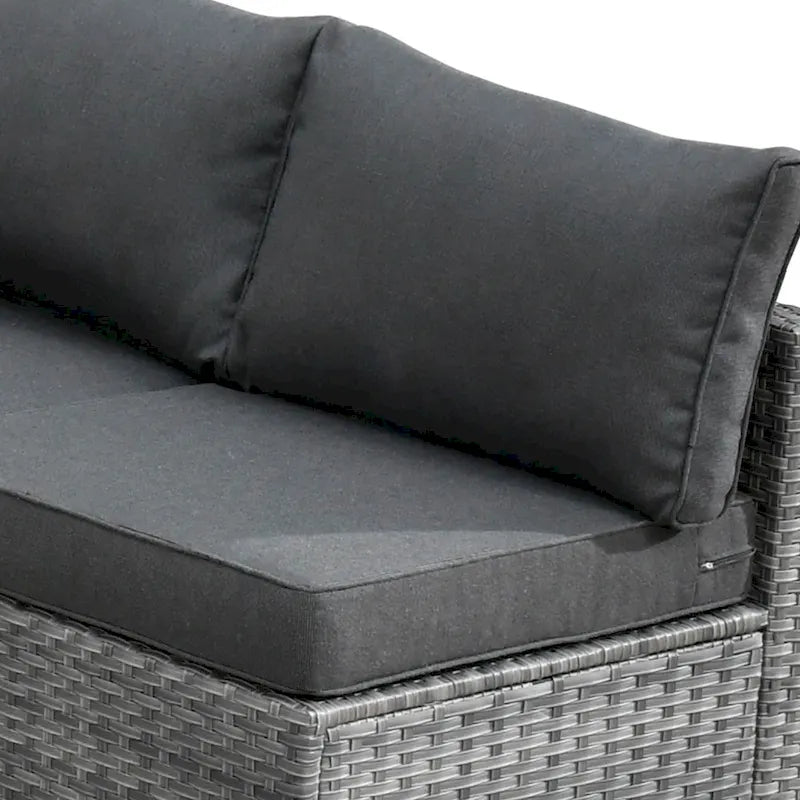 Ensemble de mobilier de patio HOOOWOOO en rotin gris 10 pièces avec foyer