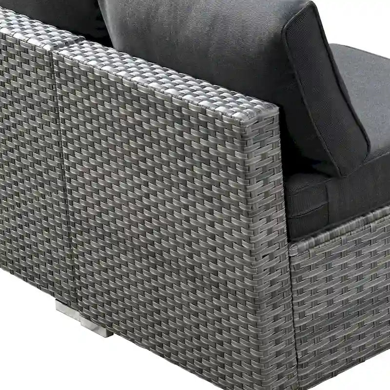 Ensemble de mobilier de patio HOOOWOOO en rotin gris 10 pièces avec foyer