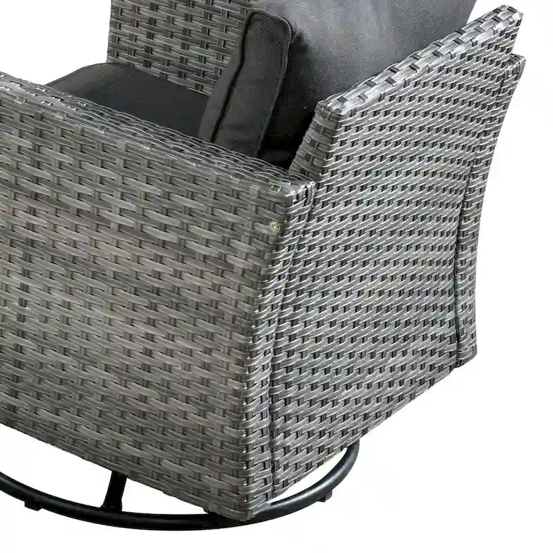 Ensemble de mobilier de patio HOOOWOOO en rotin gris 10 pièces avec foyer