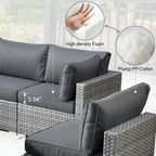 Ensemble de mobilier de patio HOOOWOOO en rotin gris 10 pièces avec foyer