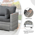 Ensemble de mobilier de patio HOOOWOOO en rotin gris 10 pièces avec foyer
