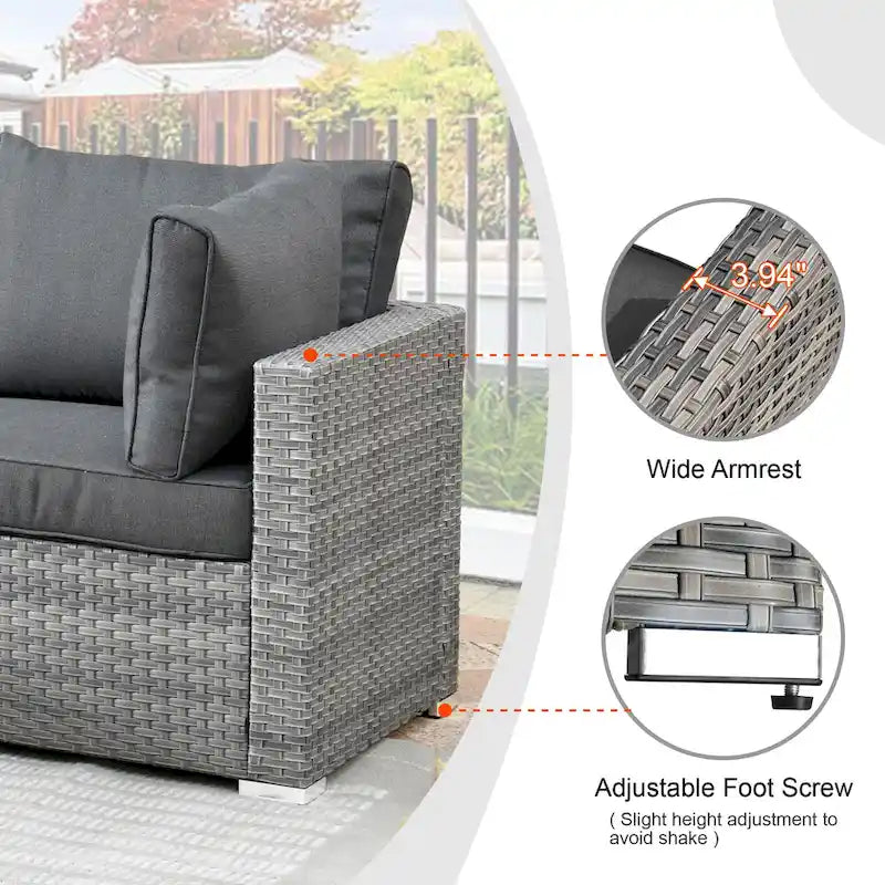 Ensemble de mobilier de patio HOOOWOOO en rotin gris 10 pièces avec foyer
