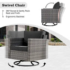 Ensemble de mobilier de patio HOOOWOOO en rotin gris 10 pièces avec foyer