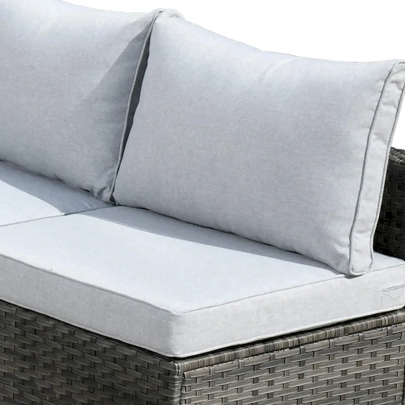 Ensemble de mobilier de patio HOOOWOOO en rotin gris 10 pièces avec foyer