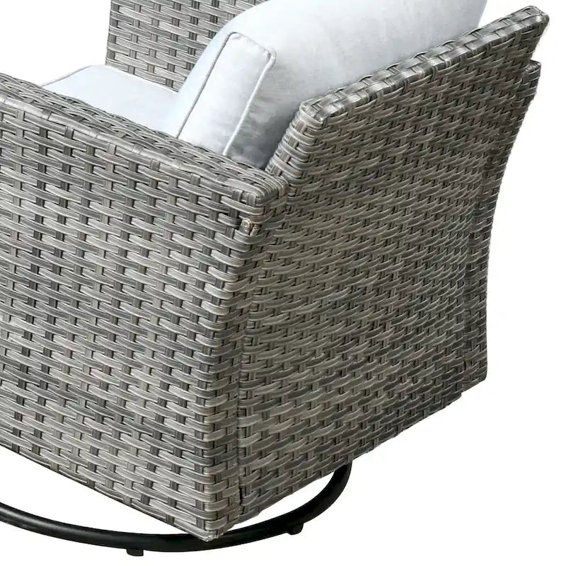 Ensemble de mobilier de patio HOOOWOOO en rotin gris 10 pièces avec foyer