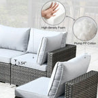 Ensemble de mobilier de patio HOOOWOOO en rotin gris 10 pièces avec foyer