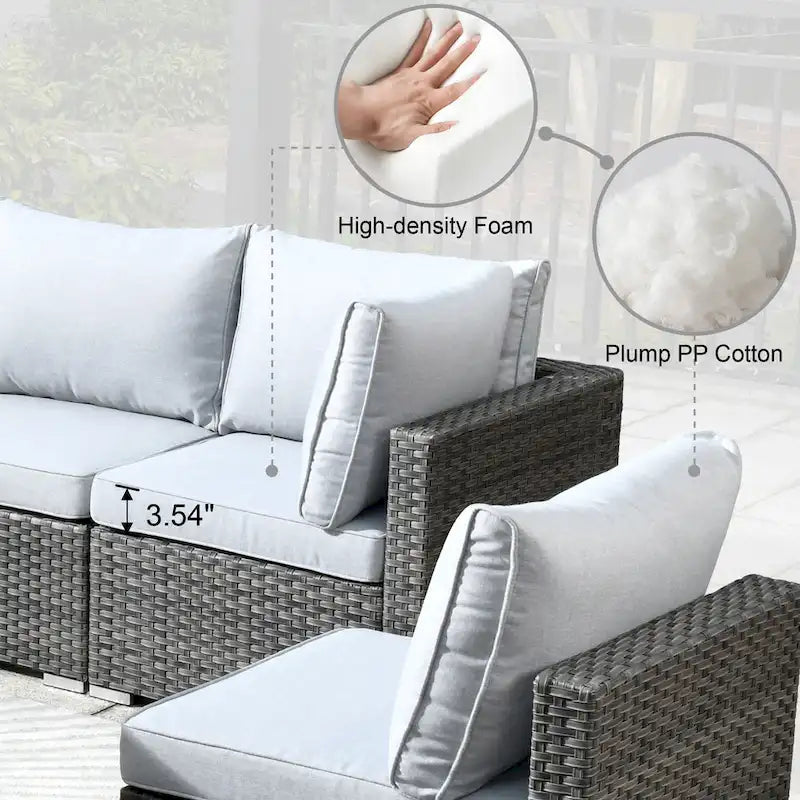 Ensemble de mobilier de patio HOOOWOOO en rotin gris 10 pièces avec foyer