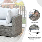 Ensemble de mobilier de patio HOOOWOOO en rotin gris 10 pièces avec foyer