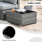 Ensemble de mobilier de patio HOOOWOOO en rotin gris 10 pièces avec foyer