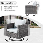 Ensemble de mobilier de patio HOOOWOOO en rotin gris 10 pièces avec foyer