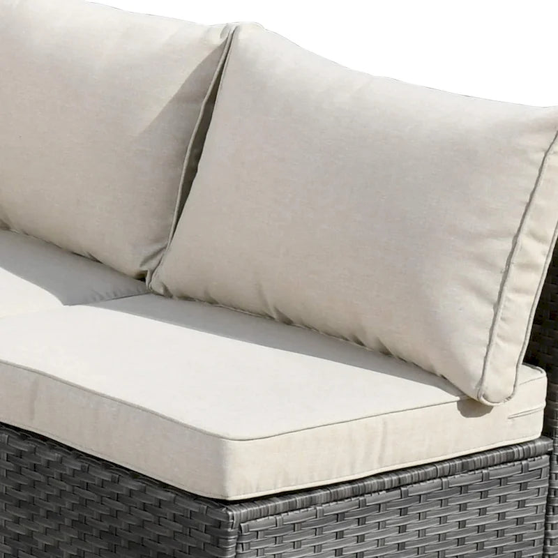 Ensemble de mobilier de patio HOOOWOOO en rotin gris 10 pièces avec foyer