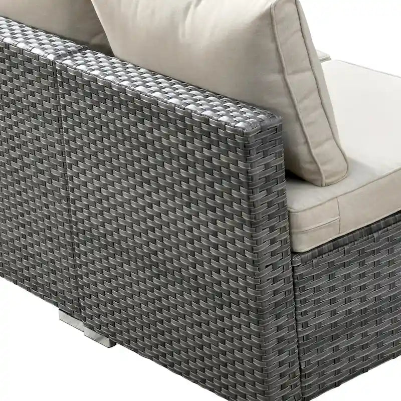 Ensemble de mobilier de patio HOOOWOOO en rotin gris 10 pièces avec foyer