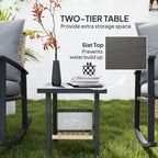 Ensemble bistro de patio Outsunny 3 pièces, ensemble de meubles en osier avec coussins capitonnés, chaises berçantes en rotin et table basse