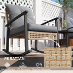 Ensemble bistro de patio Outsunny 3 pièces, ensemble de meubles en osier avec coussins capitonnés, chaises berçantes en rotin et table basse