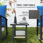 Ensemble bistro de patio Outsunny 3 pièces, ensemble de meubles en osier avec coussins capitonnés, chaises berçantes en rotin et table basse
