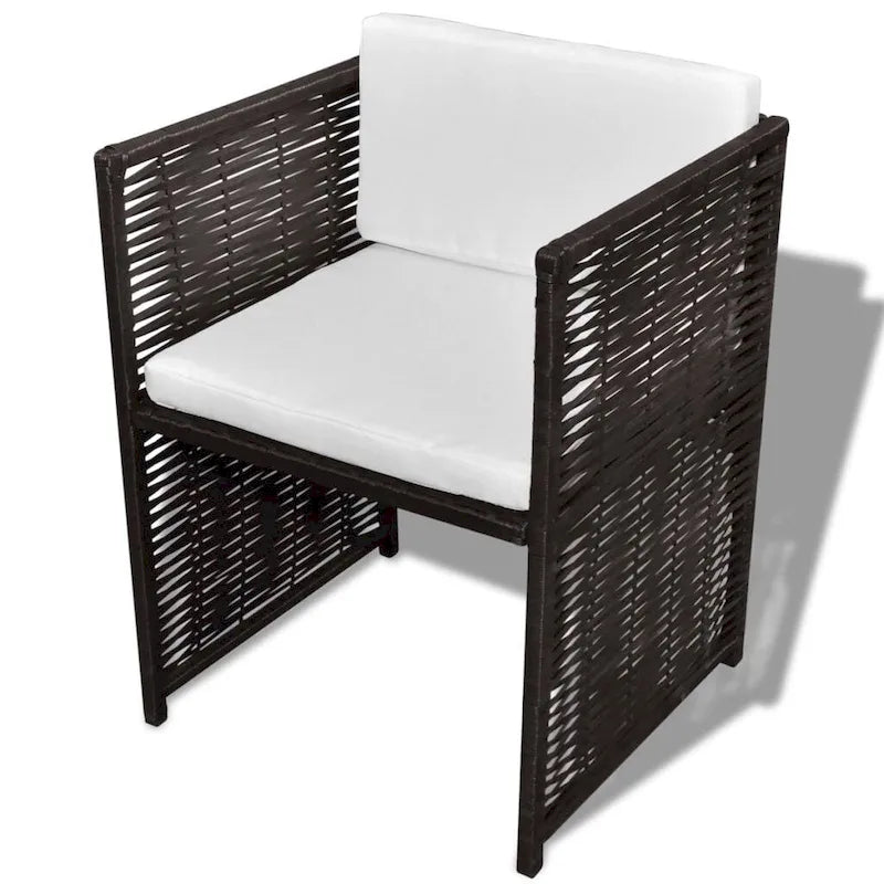 Ensemble bistro de jardin vidaXL 3 pièces, chaise en résine tressée avec coussins