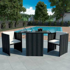 Ensemble bistro de jardin vidaXL 3 pièces, chaise en résine tressée avec coussins