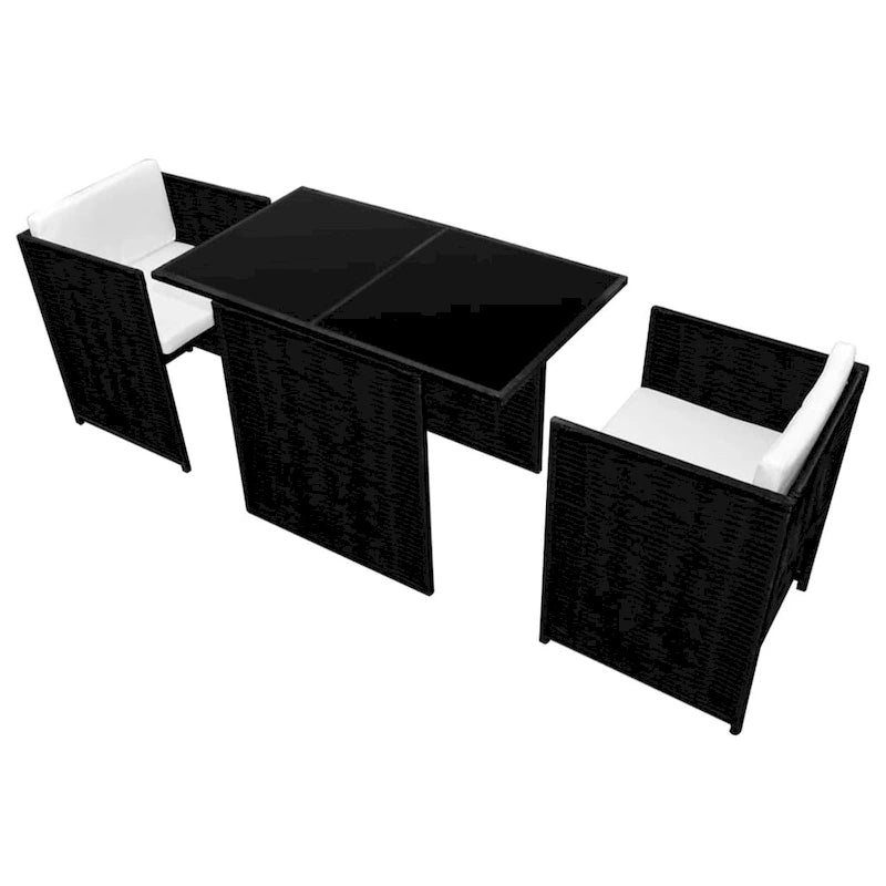 Ensemble bistro de jardin vidaXL 3 pièces, chaise en résine tressée avec coussins