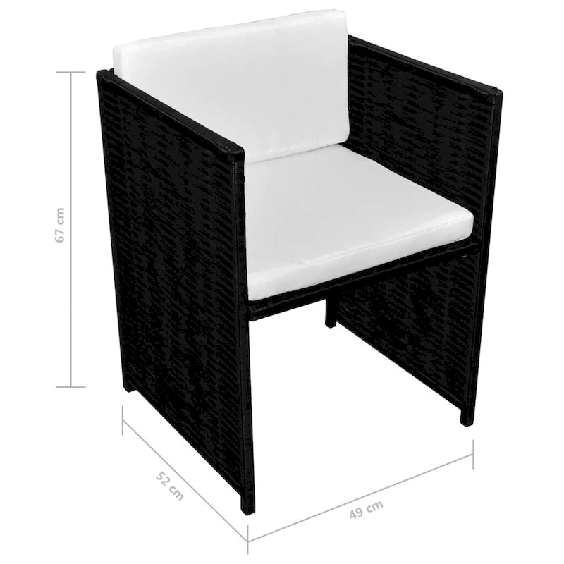 Ensemble bistro de jardin vidaXL 3 pièces, chaise en résine tressée avec coussins