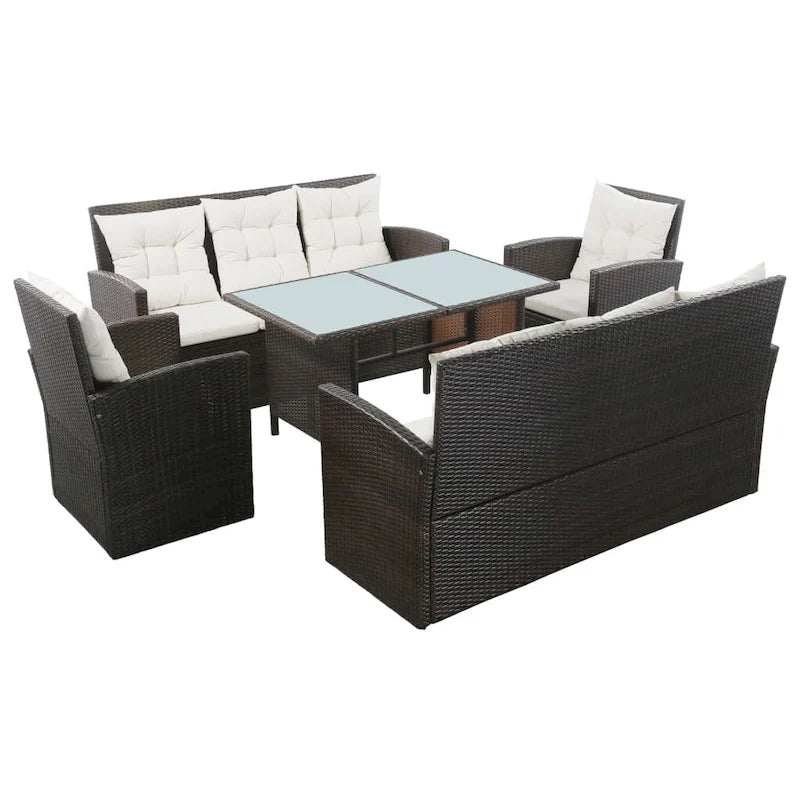 Ensemble de mobilier de patio vidaXL, canapé d'angle avec table en rotin - 120 x 70 x 66 cm