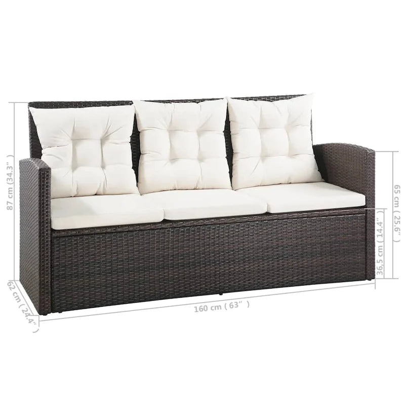 Ensemble de mobilier de patio vidaXL, canapé d'angle avec table en rotin - 120 x 70 x 66 cm