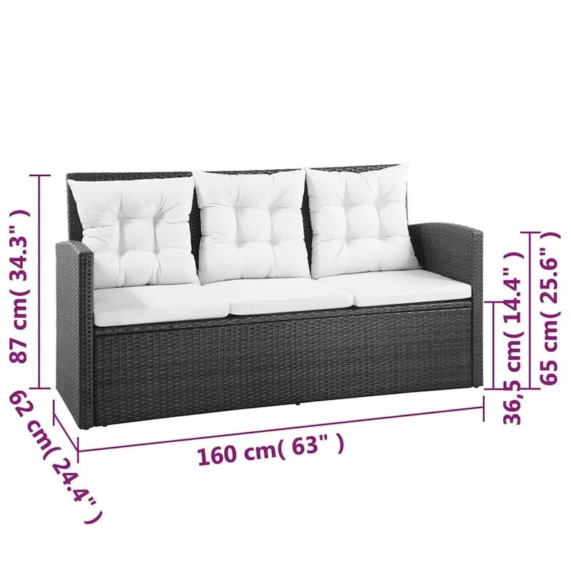 Ensemble de mobilier de patio vidaXL, canapé d'angle avec table en rotin - 120 x 70 x 66 cm