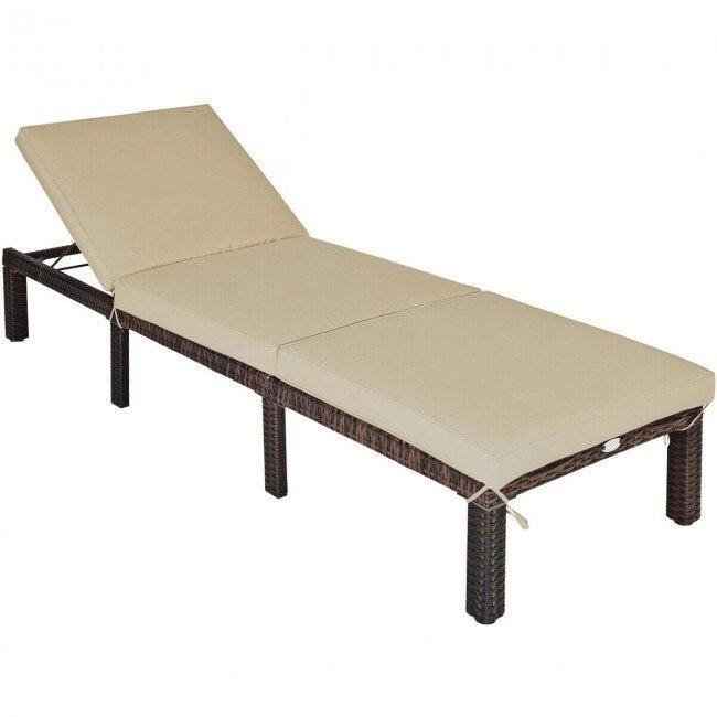 Chaise longue d'extérieur en osier avec dossier réglable pour plus de détente - 77,5 x 26 x 14-32 (L x l x H)