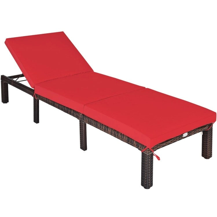 Chaise longue d'extérieur en osier avec dossier réglable pour plus de détente - 77,5 x 26 x 14-32 (L x l x H)