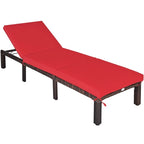 Chaise longue d'extérieur en osier avec dossier réglable pour plus de détente - 77,5 x 26 x 14-32 (L x l x H)