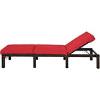 Chaise longue d'extérieur en osier avec dossier réglable pour plus de détente - 77,5 x 26 x 14-32 (L x l x H)