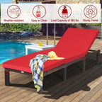 Chaise longue d'extérieur en osier avec dossier réglable pour plus de détente - 77,5 x 26 x 14-32 (L x l x H)