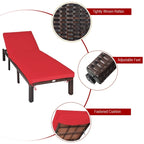 Chaise longue d'extérieur en osier avec dossier réglable pour plus de détente - 77,5 x 26 x 14-32 (L x l x H)