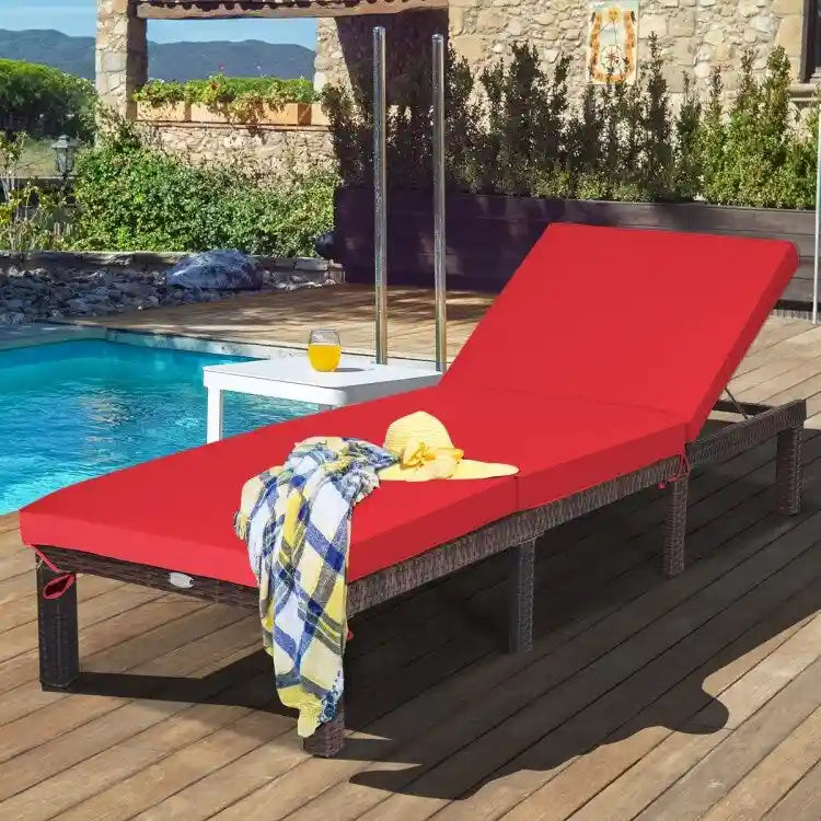 Chaise longue d'extérieur en osier avec dossier réglable pour plus de détente - 77,5 x 26 x 14-32 (L x l x H)