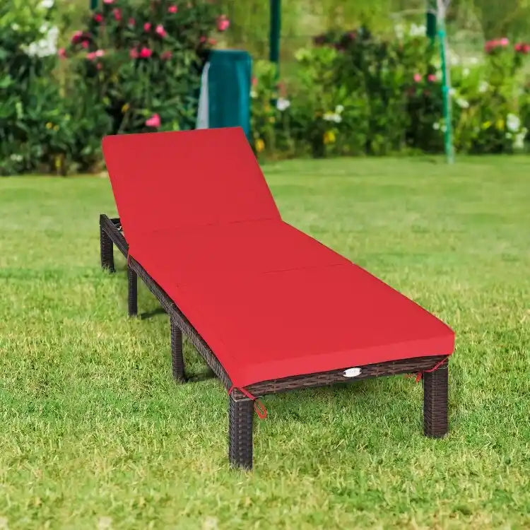 Chaise longue d'extérieur en osier avec dossier réglable pour plus de détente - 77,5 x 26 x 14-32 (L x l x H)