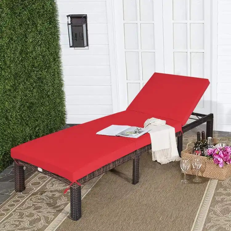 Chaise longue d'extérieur en osier avec dossier réglable pour plus de détente - 77,5 x 26 x 14-32 (L x l x H)