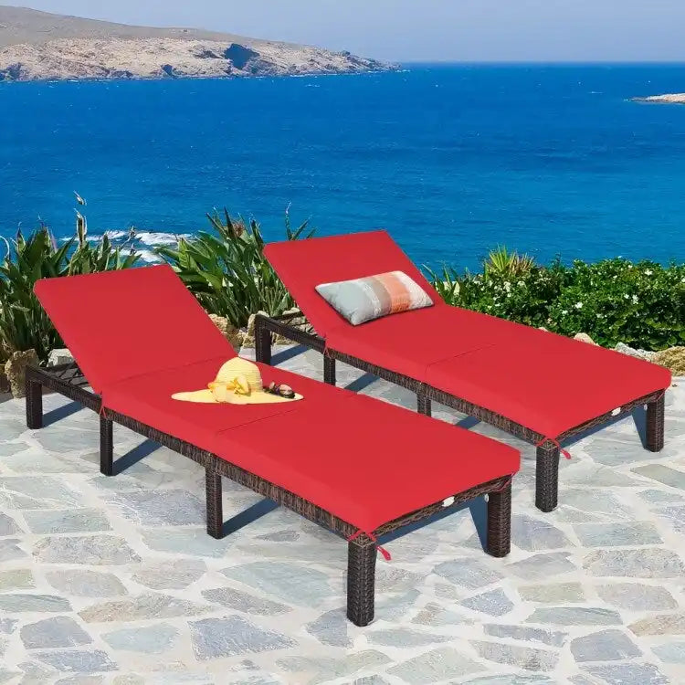 Chaise longue d'extérieur en osier avec dossier réglable pour plus de détente - 77,5 x 26 x 14-32 (L x l x H)