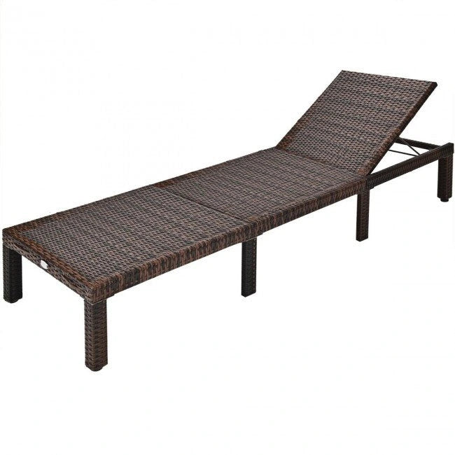 Chaise longue d'extérieur en osier avec dossier réglable pour plus de détente - 77,5 x 26 x 14-32 (L x l x H)