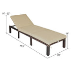 Chaise longue d'extérieur en osier avec dossier réglable pour plus de détente - 77,5 x 26 x 14-32 (L x l x H)
