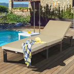 Chaise longue d'extérieur en osier avec dossier réglable pour plus de détente - 77,5 x 26 x 14-32 (L x l x H)